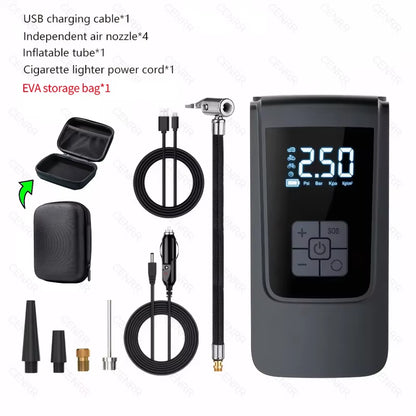 Portable Car Air Pump Wireless Tire Inflator Electric Air Compressor with LCD Digital Display for Car Motorcycles Bicycle Ball