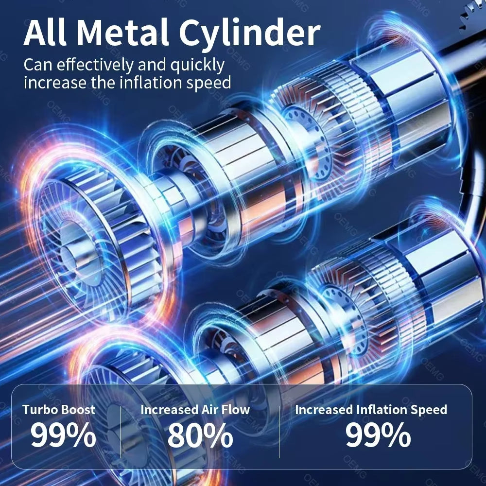 Portable Car Air Pump Wireless Tire Inflator Electric Air Compressor with LCD Digital Display for Car Motorcycles Bicycle Ball