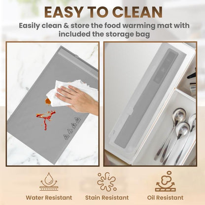 Electric Warming Tray, Full Surface Heating, Portable Food Warmer Rolling Silicone Mat, Food Warmer for Parties Features Foldable Design & Fast Heating, Warming Plate for Buffet, Holidays…