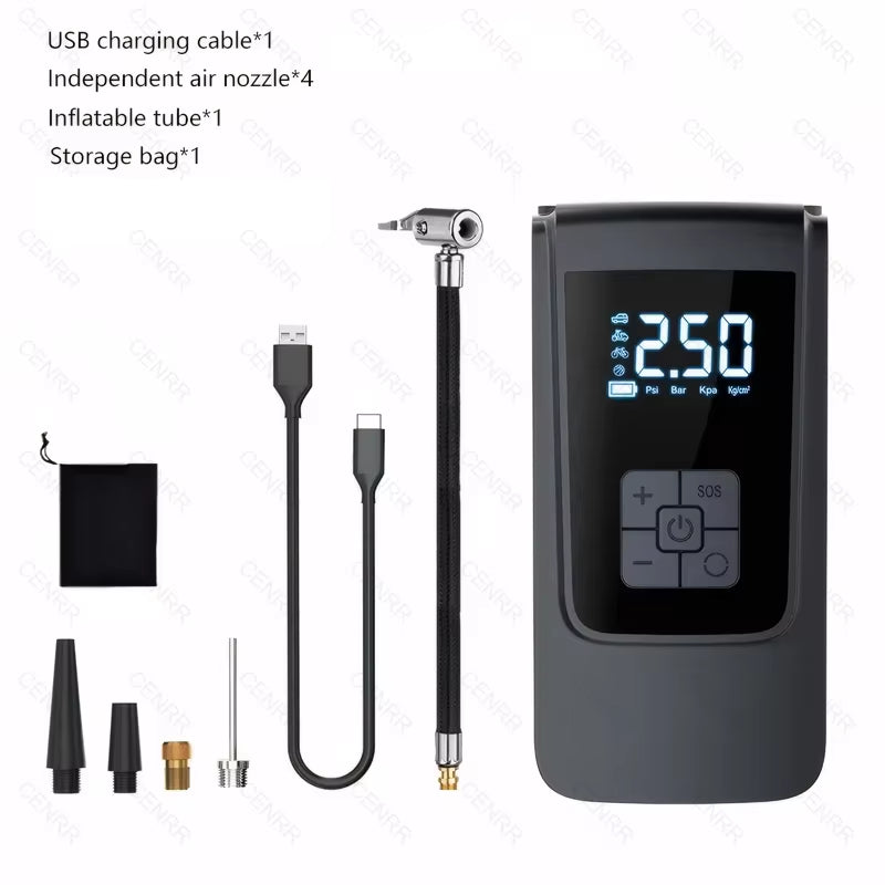 Portable Car Air Pump Wireless Tire Inflator Electric Air Compressor with LCD Digital Display for Car Motorcycles Bicycle Ball