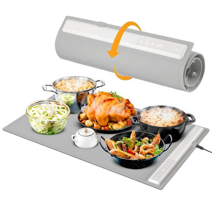 Electric Warming Tray, Full Surface Heating, Portable Food Warmer Rolling Silicone Mat, Food Warmer for Parties Features Foldable Design & Fast Heating, Warming Plate for Buffet, Holidays…
